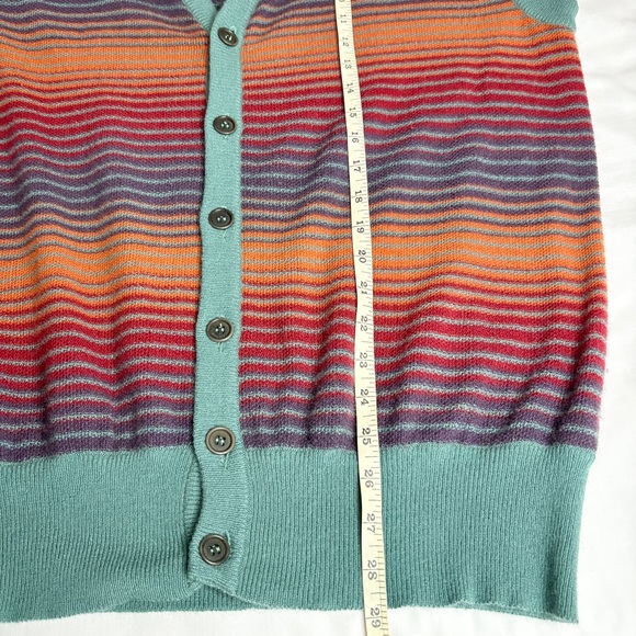Mens Cashmere & Wool Blend Knit Vest Size Large Button Up Striped - Picture 12 of 12